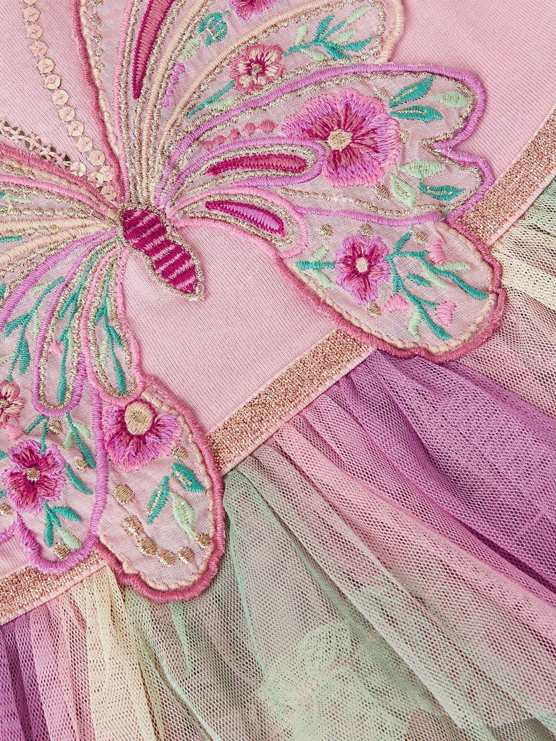 Monsoon Pink Baby Embroidered Butterfly Disco Dress image 3