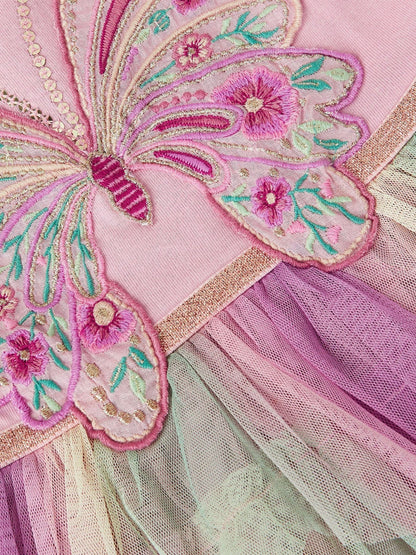 Monsoon Pink Baby Embroidered Butterfly Disco Dress image 3