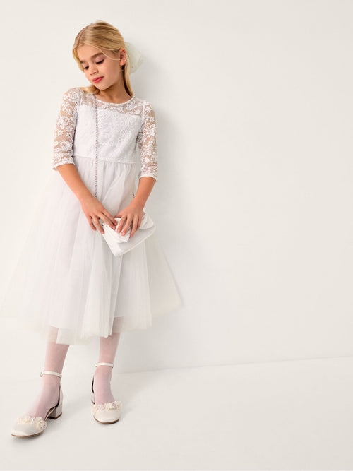 Dsiney Kidz - Monsoon White Communion Alberta Rose Lace Pearl Dress image 1