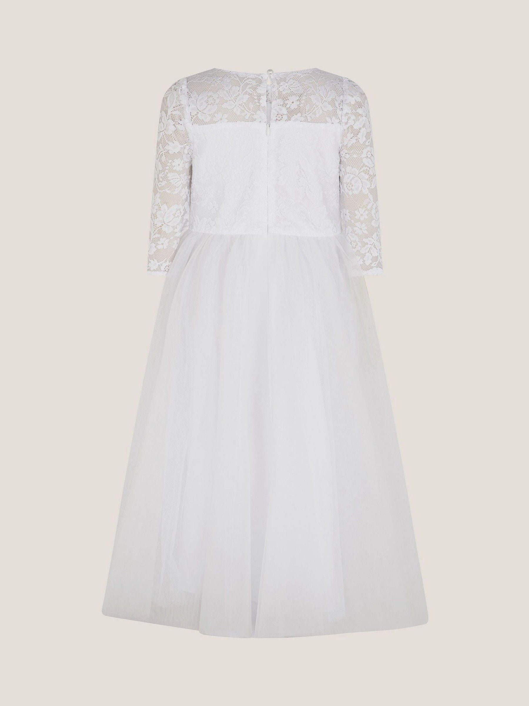 Monsoon White Communion Alberta Rose Lace Pearl Dress image 3