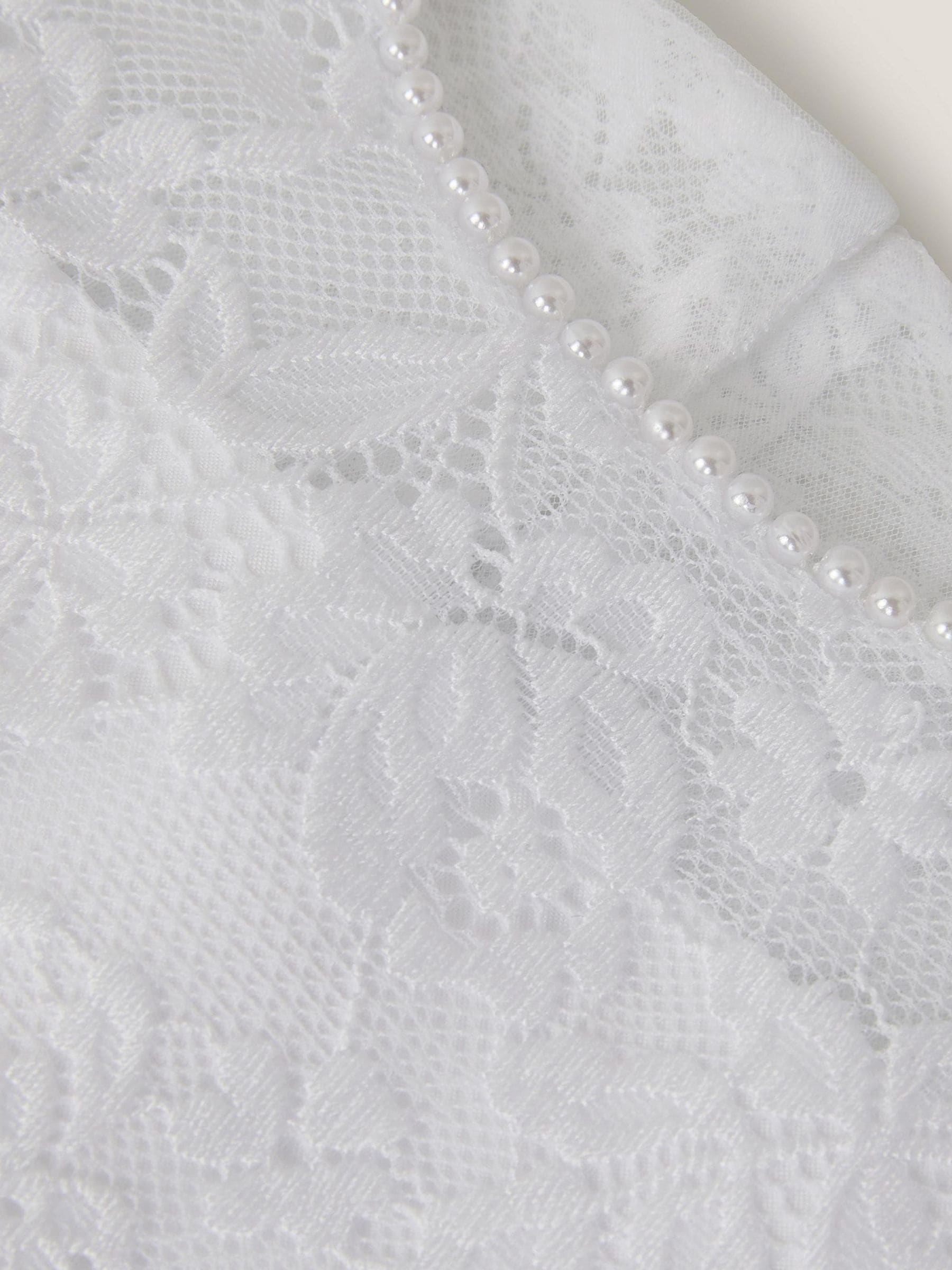 Monsoon White Communion Alberta Rose Lace Pearl Dress image 4