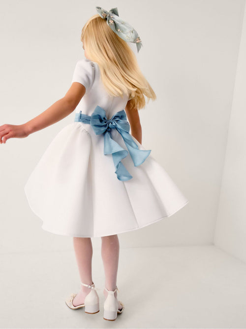 Dsiney Kidz - Monsoon Ivory Polly Cap Sleeve Bow Party Dress image 1