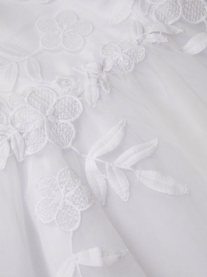 Monsoon White Communion Sienna Floral Embroidered Long Sleeve Dress image 4