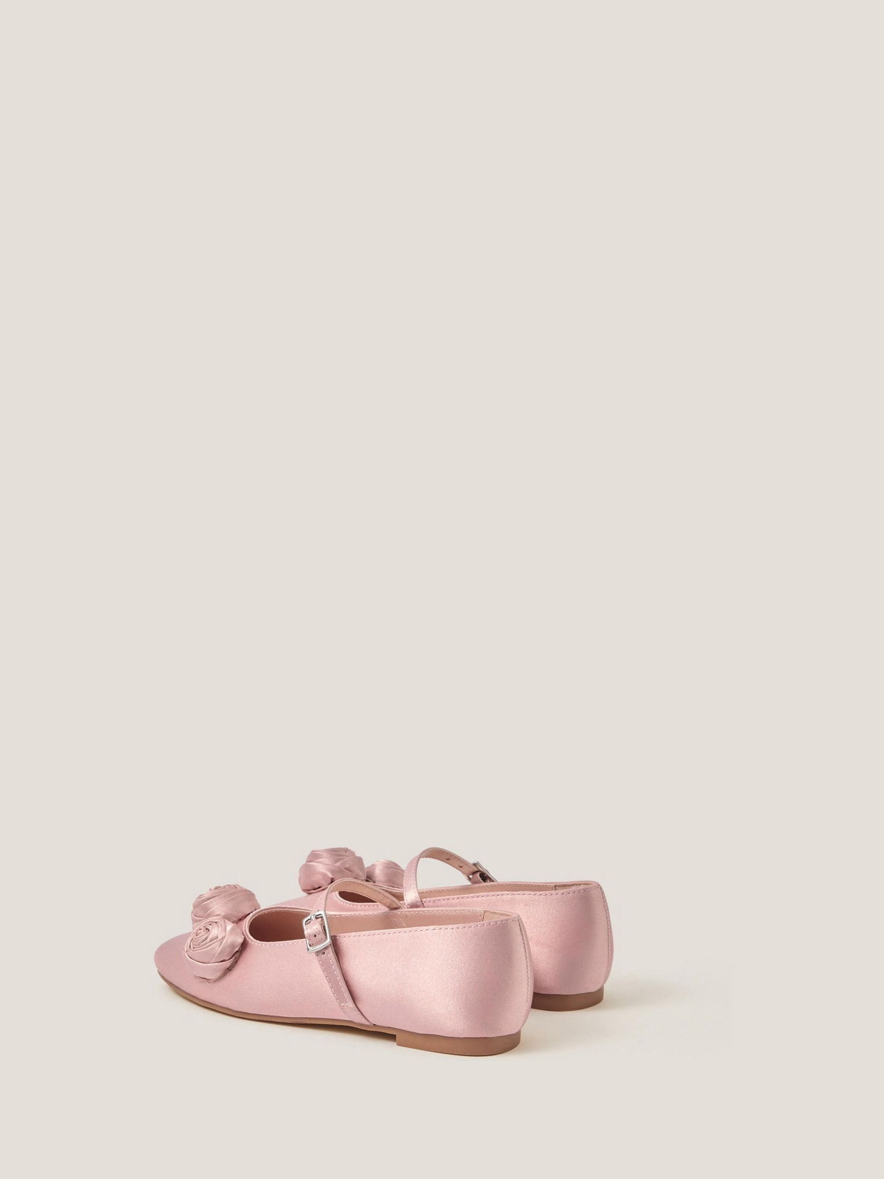 Monsoon Pink Rosette Satin Ballet Flats image 2