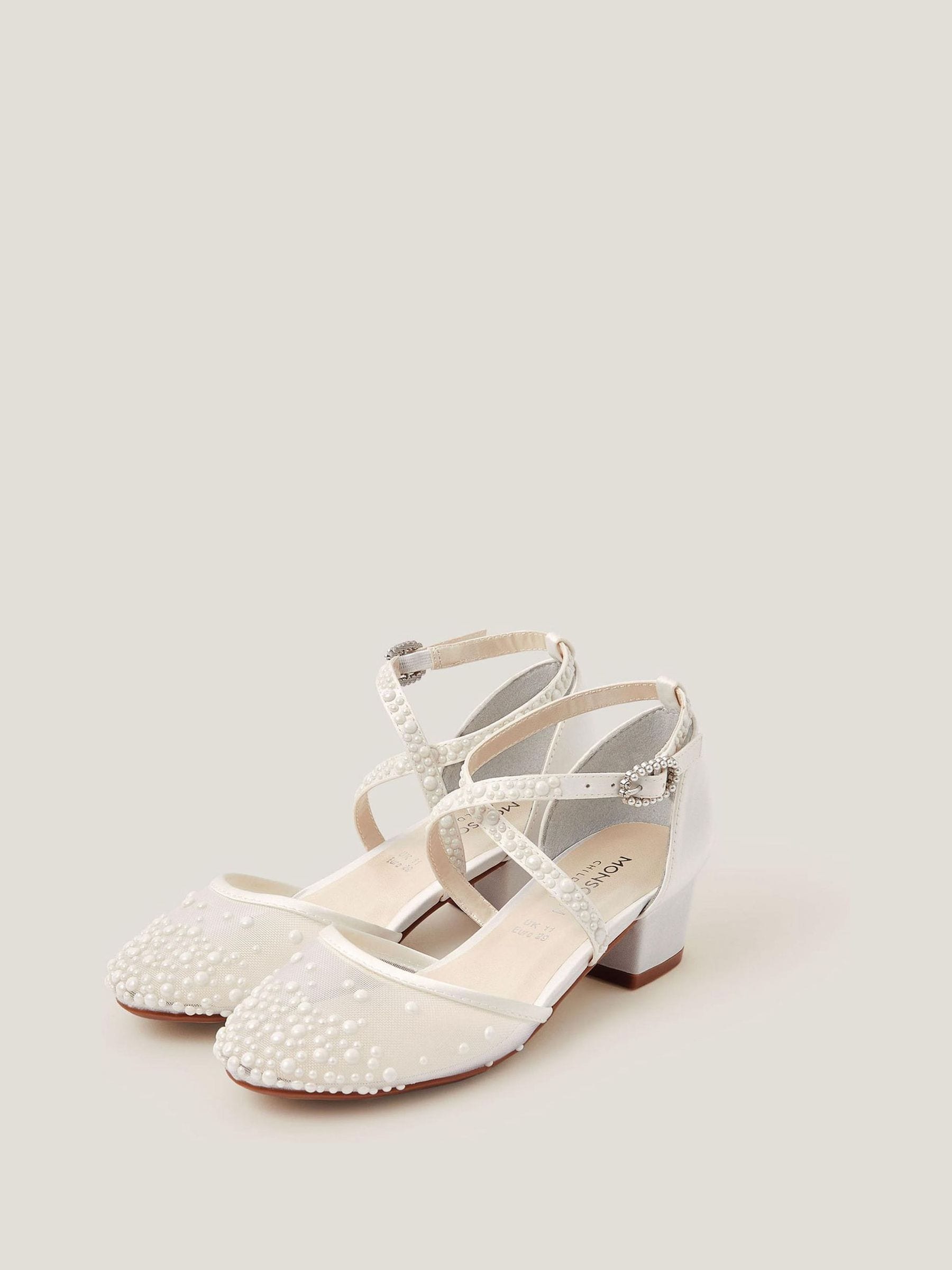 Monsoon Cream Pearly Criss Cross Heels image 1