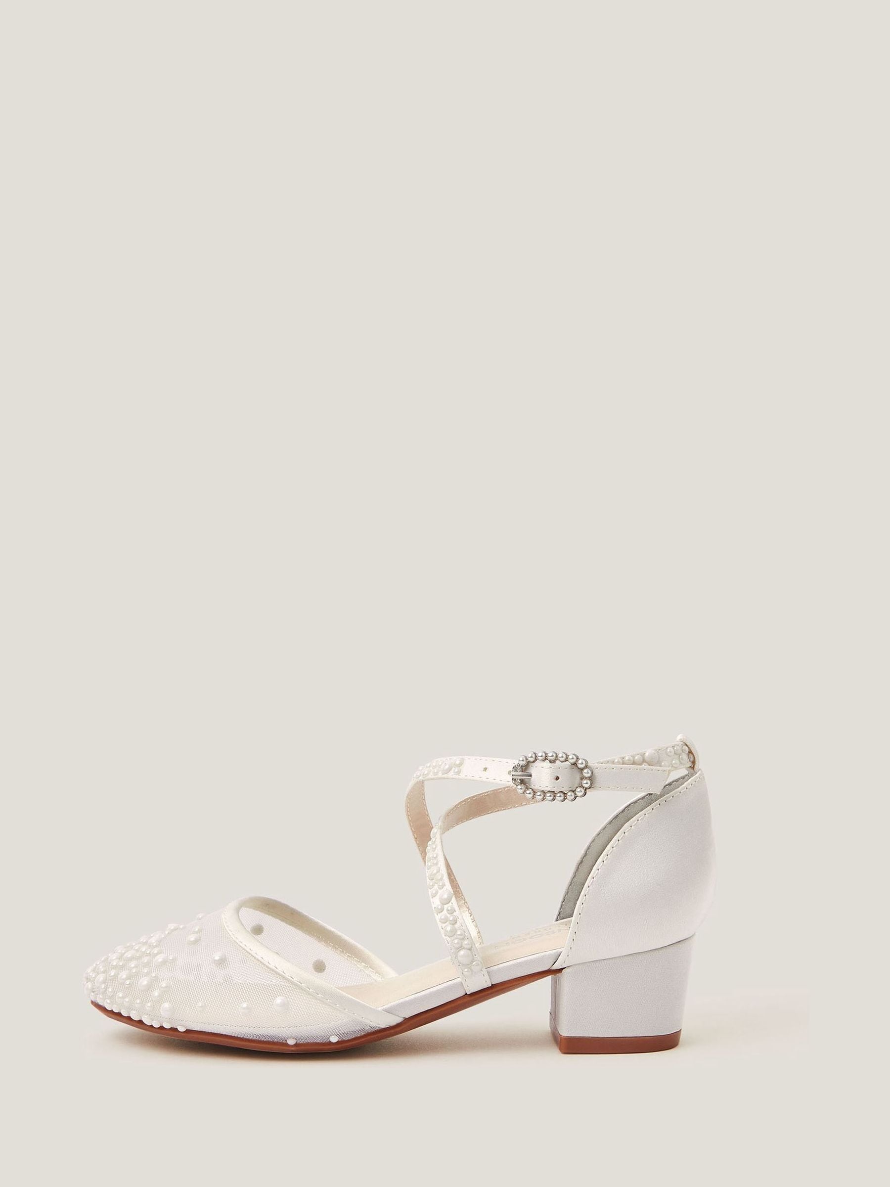 Monsoon Cream Pearly Criss Cross Heels image 3