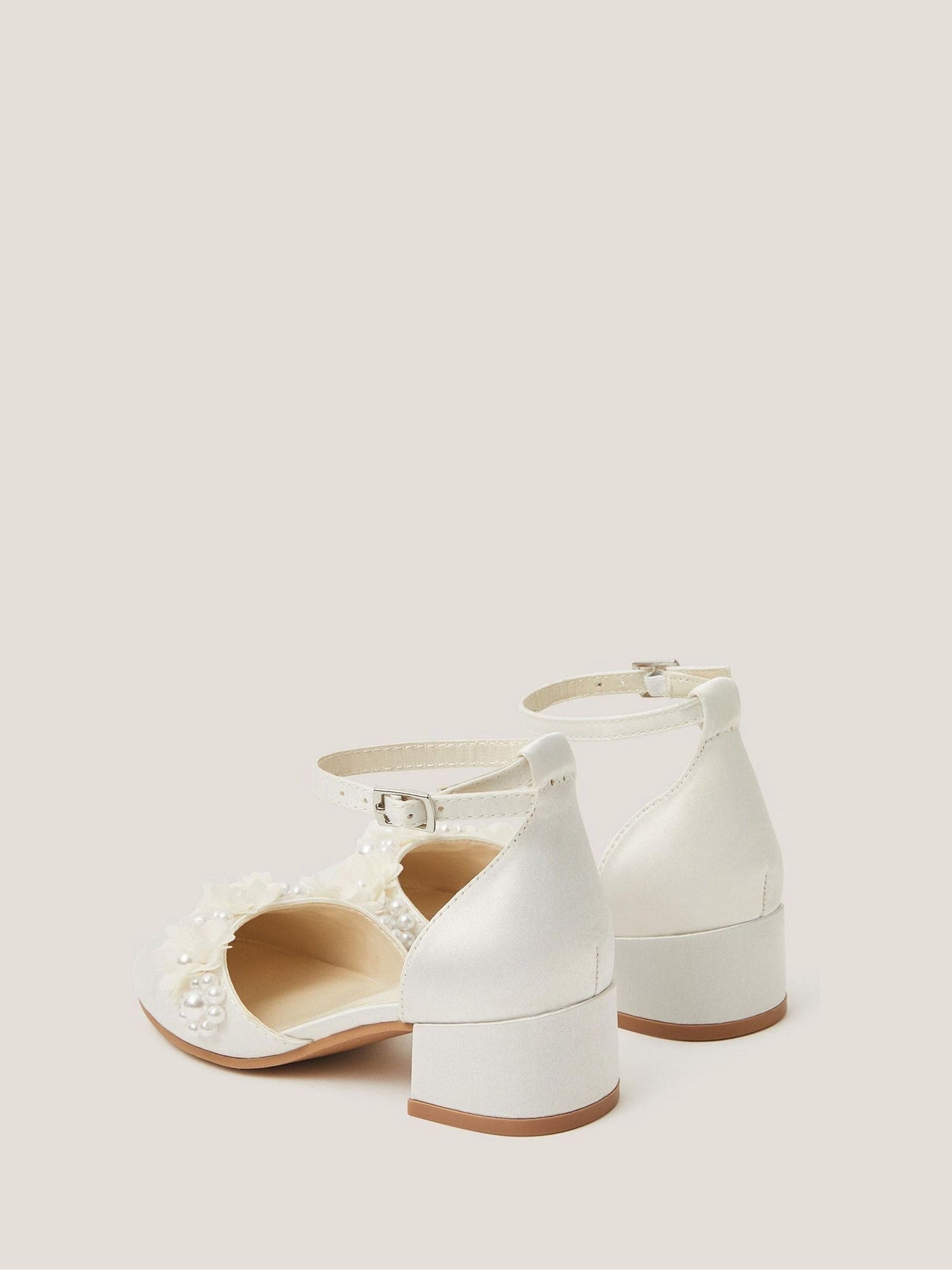 Monsoon Cream Communion Flower Embellished Closed Toe Heels image 2