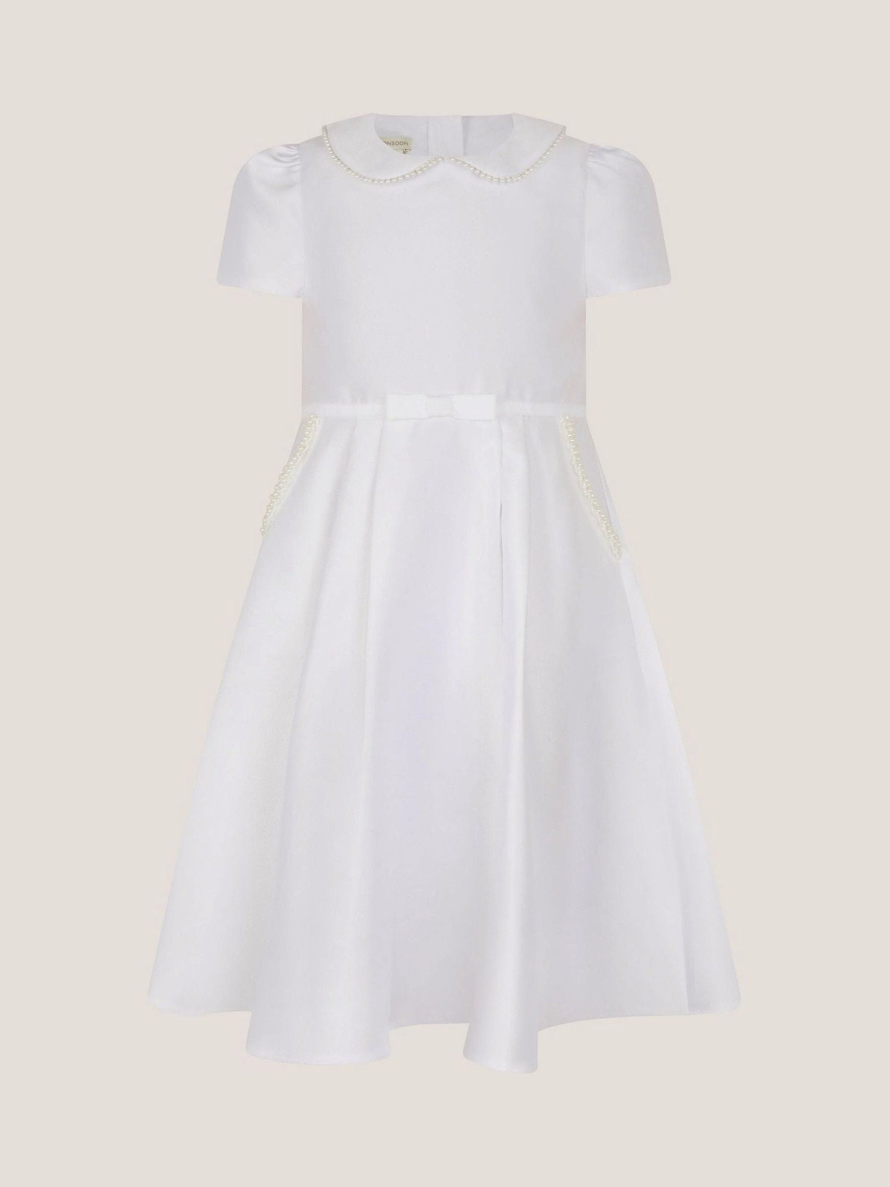 Monsoon White Communion Sicily Pearl Collar Dress image 2