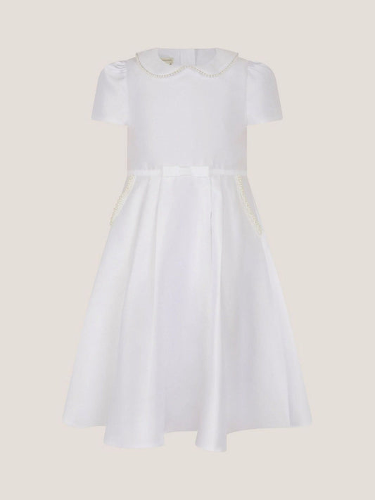 Monsoon White Communion Sicily Pearl Collar Dress image 2