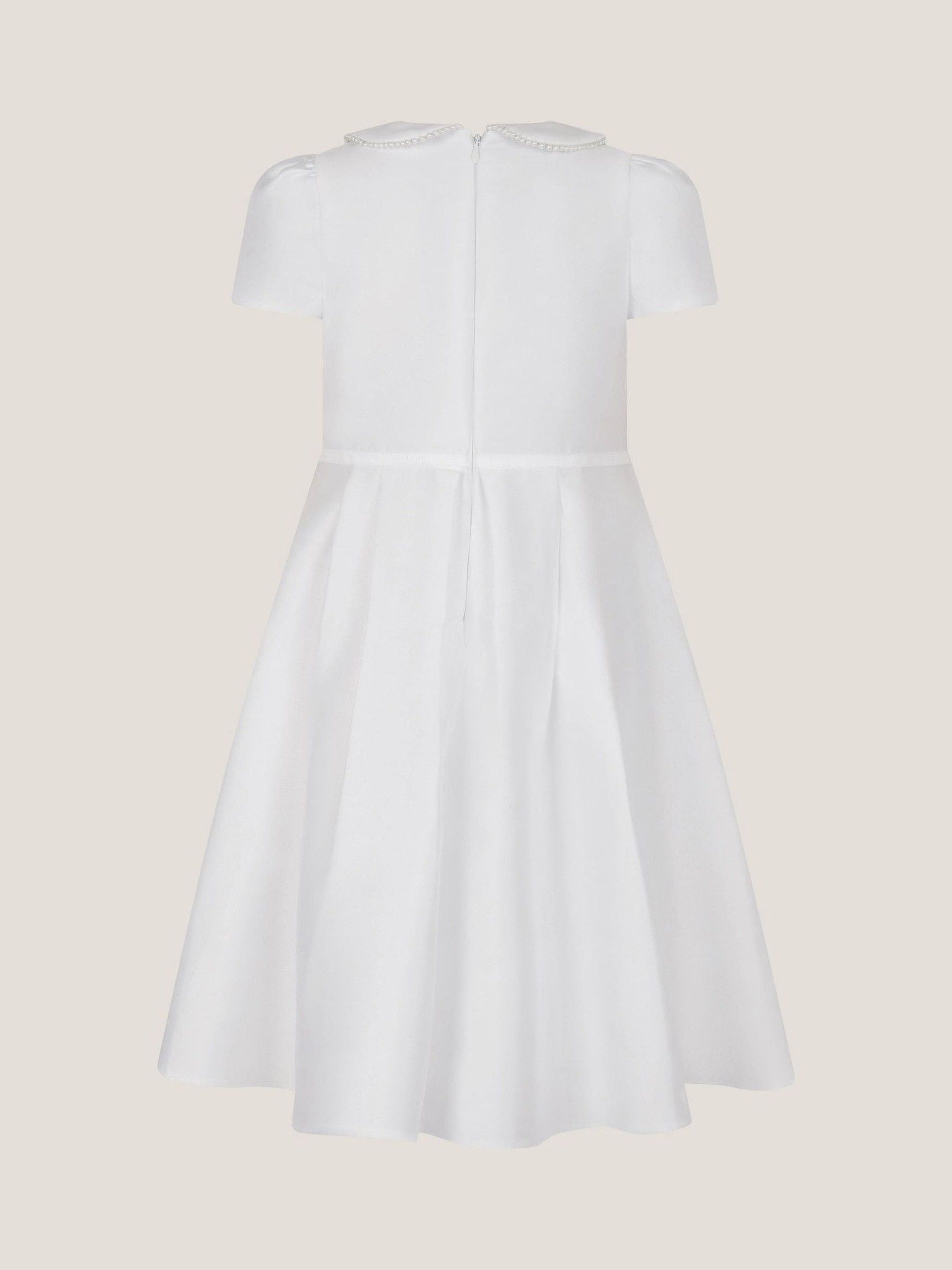 Monsoon White Communion Sicily Pearl Collar Dress image 3