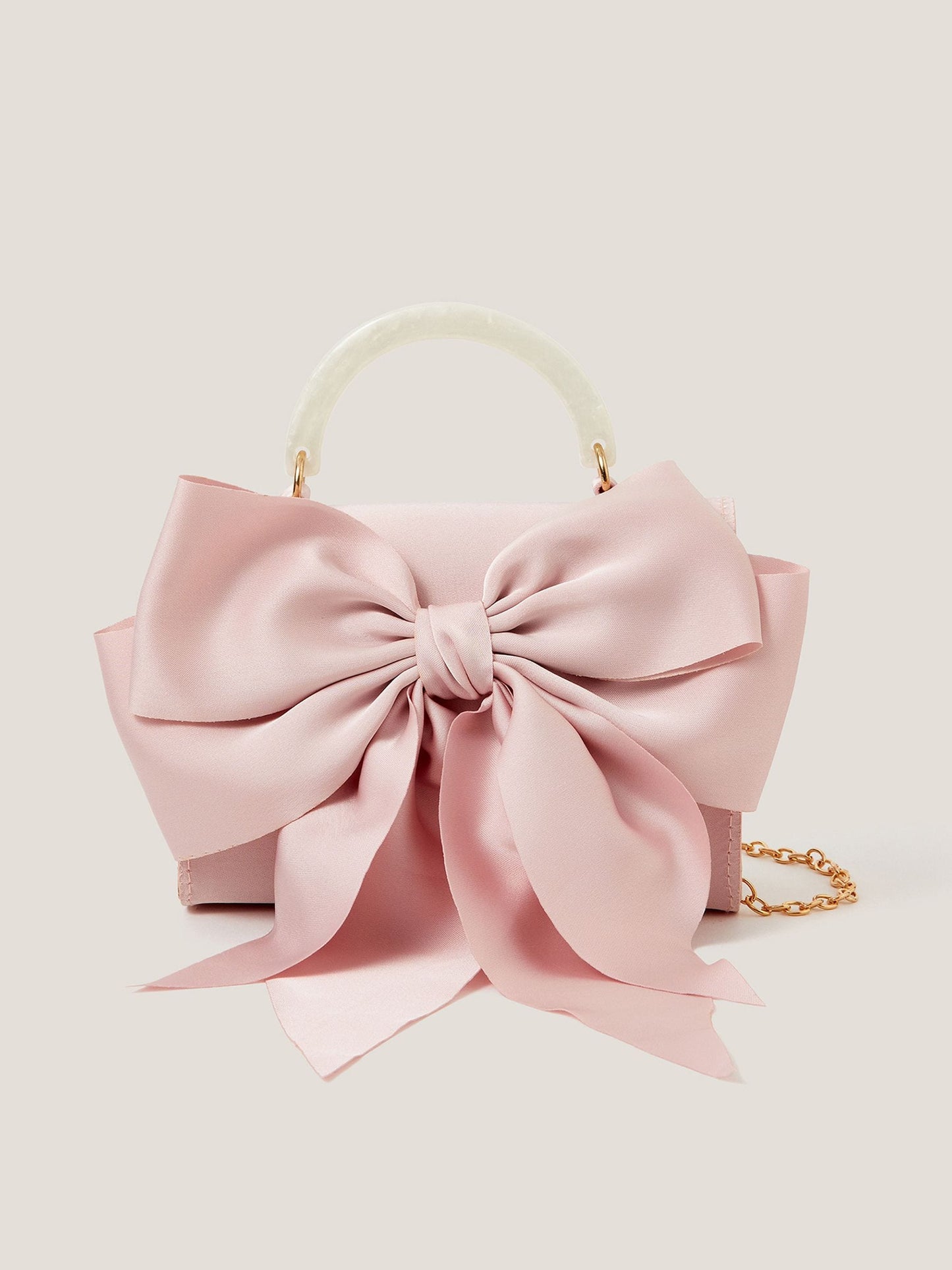 Monsoon Pink Satin Bow Bag image 1