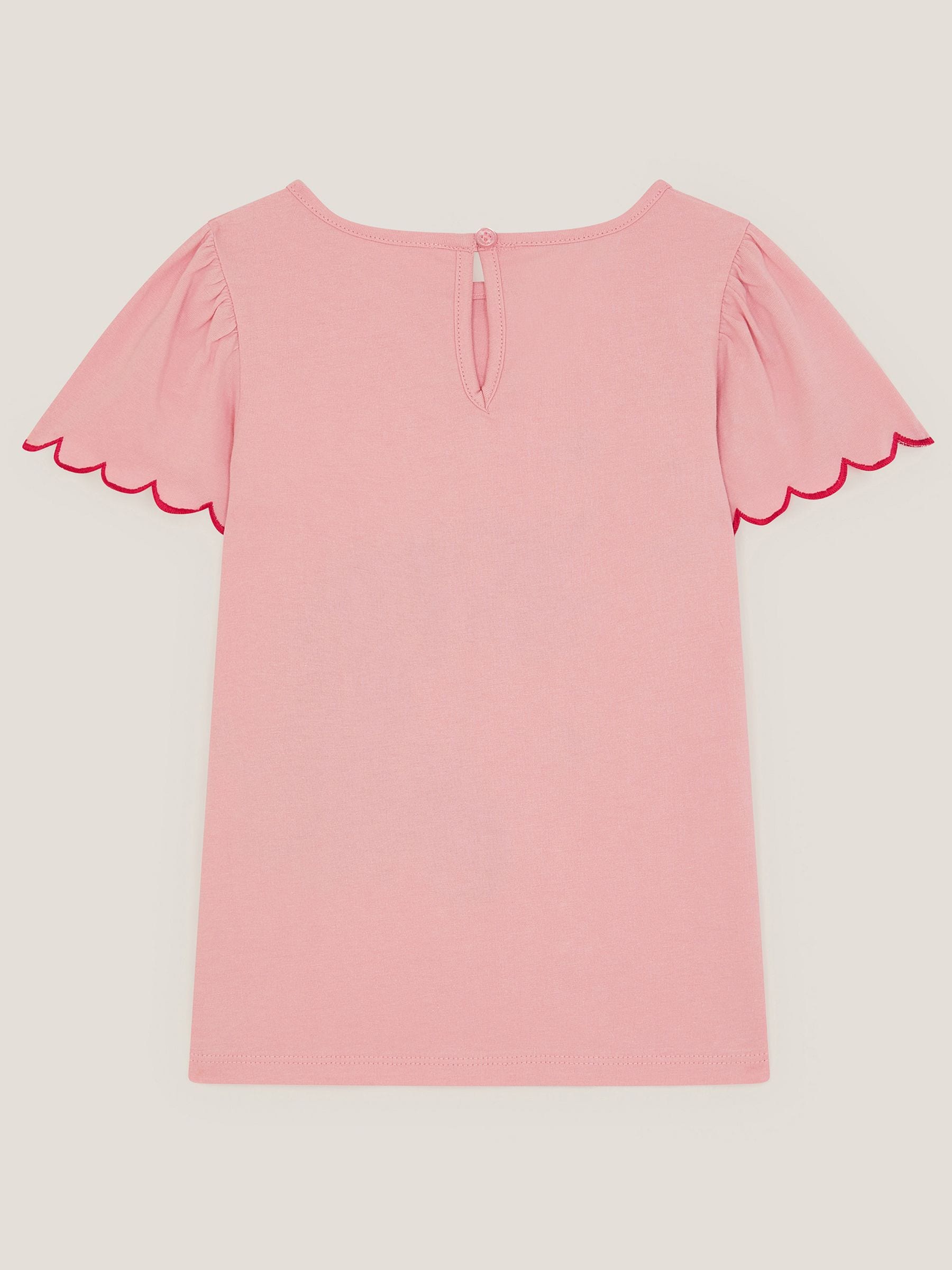 Monsoon Pink Embroidered Sequin Unicorn T-Shirt image 3