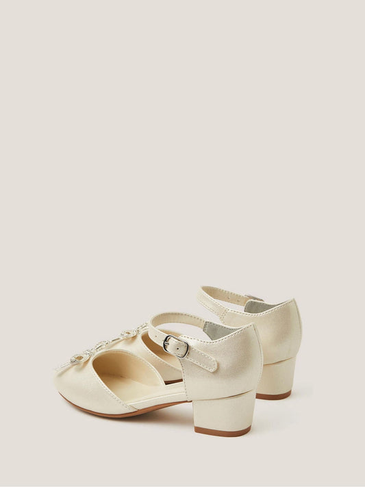Monsoon Cream Diamanté Bow Closed Toe Heels image 2