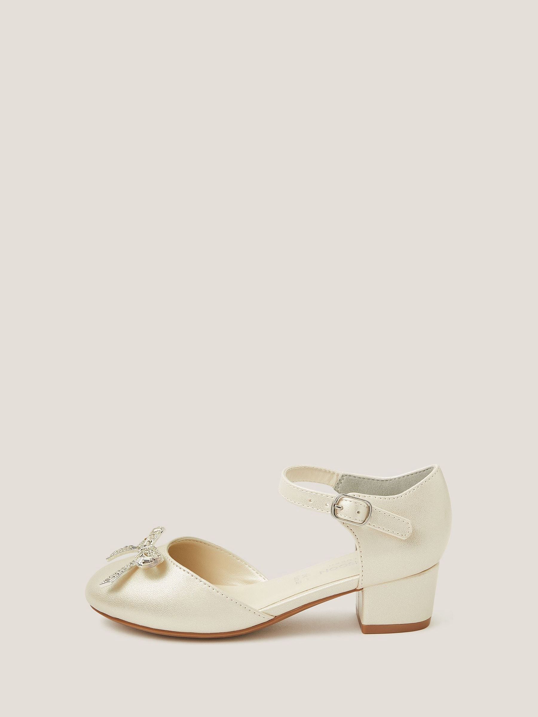Monsoon Cream Diamanté Bow Closed Toe Heels image 3