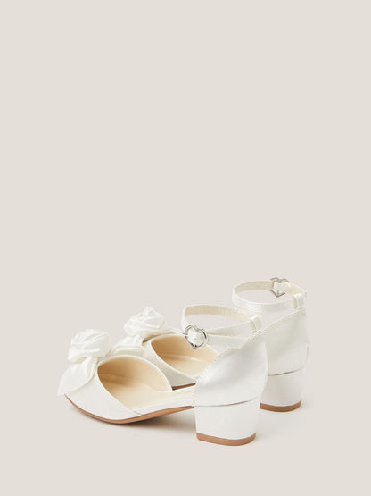 Monsoon Cream Communion Rosette Satin Closed Toe Heels image 2
