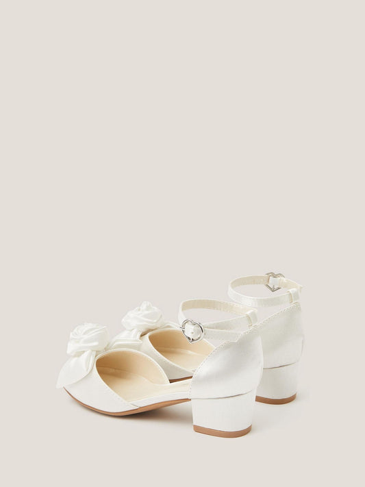 Monsoon Cream Communion Rosette Satin Closed Toe Heels image 2
