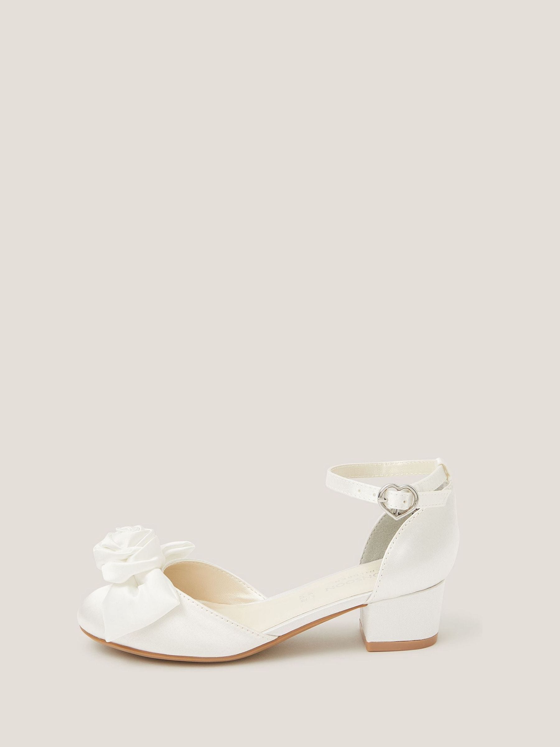 Monsoon Cream Communion Rosette Satin Closed Toe Heels image 3