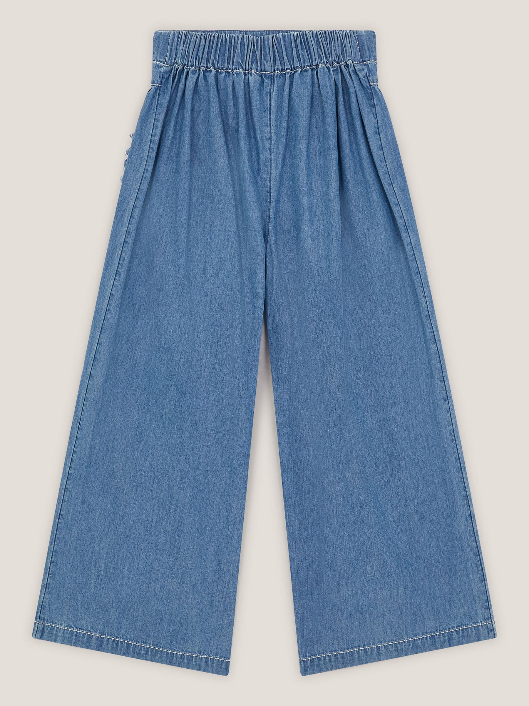 Monsoon Blue Embroidered Pocket Chambray Trousers image 3