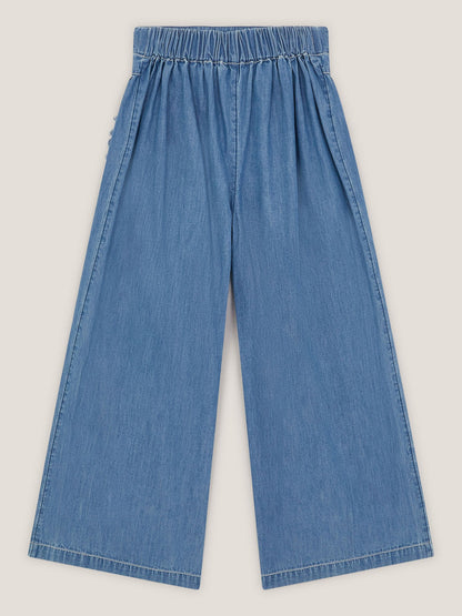 Monsoon Blue Embroidered Pocket Chambray Trousers image 3