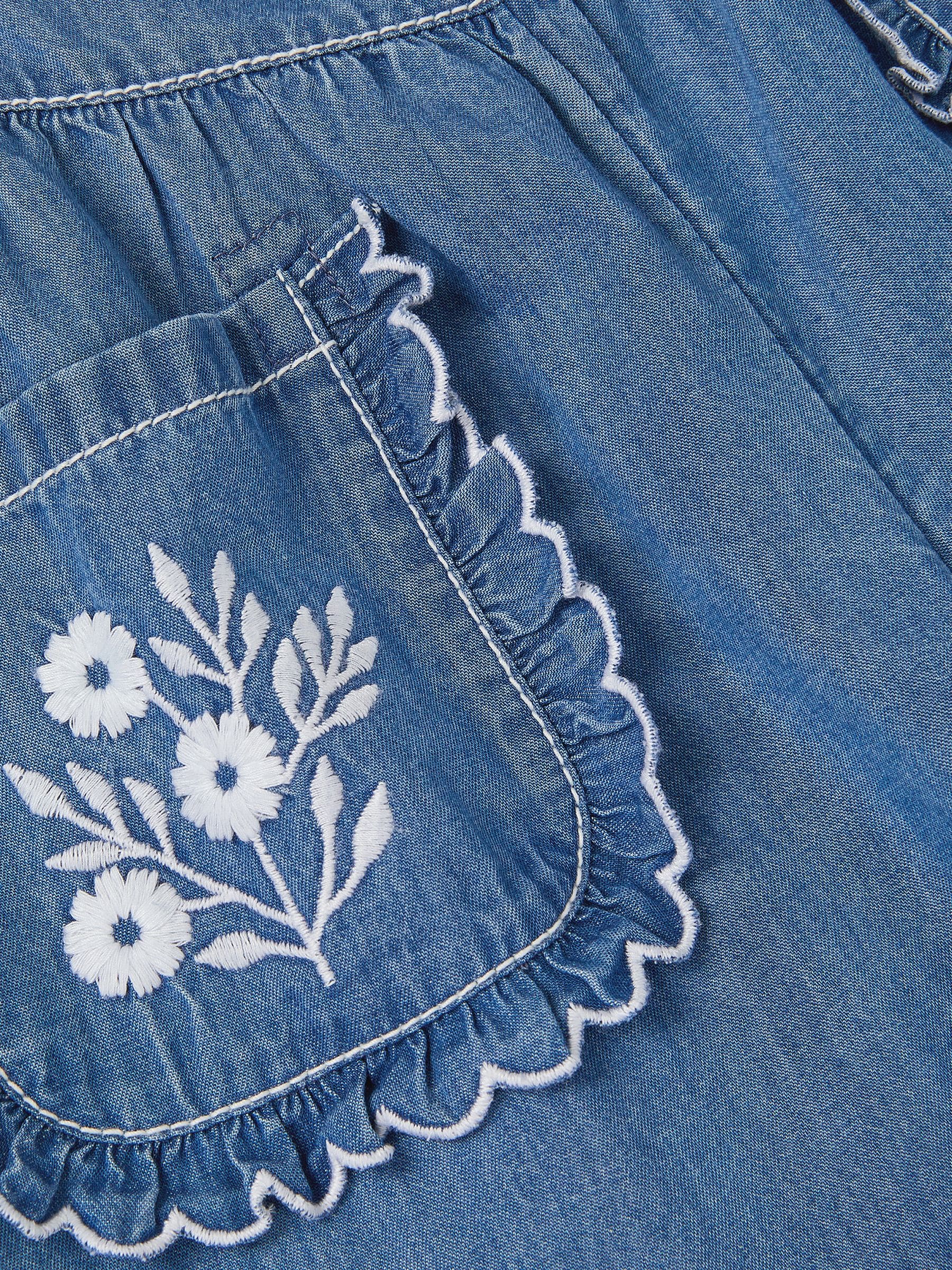 Monsoon Blue Embroidered Pocket Chambray Trousers image 4
