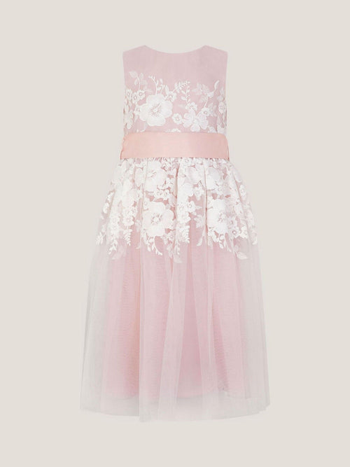 Dsiney Kidz - Monsoon Pale Pink Felicity Floral Embroidered Mesh Dress image 1