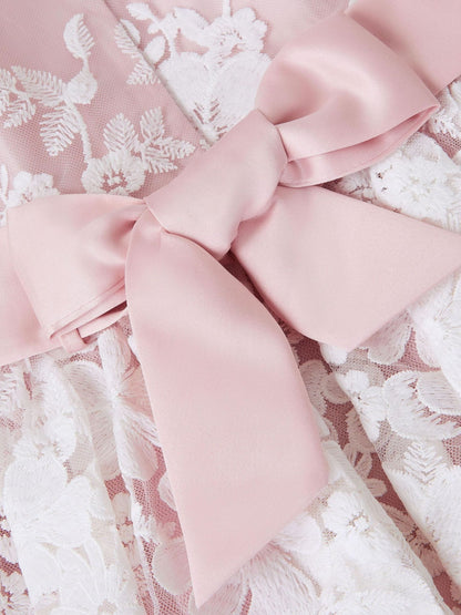 Monsoon Pale Pink Felicity Floral Embroidered Mesh Dress image 3