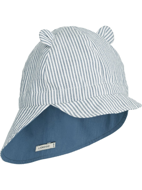 Liewood Blue Gorm Reversible Seersucker Sun Hat With Ears image 1