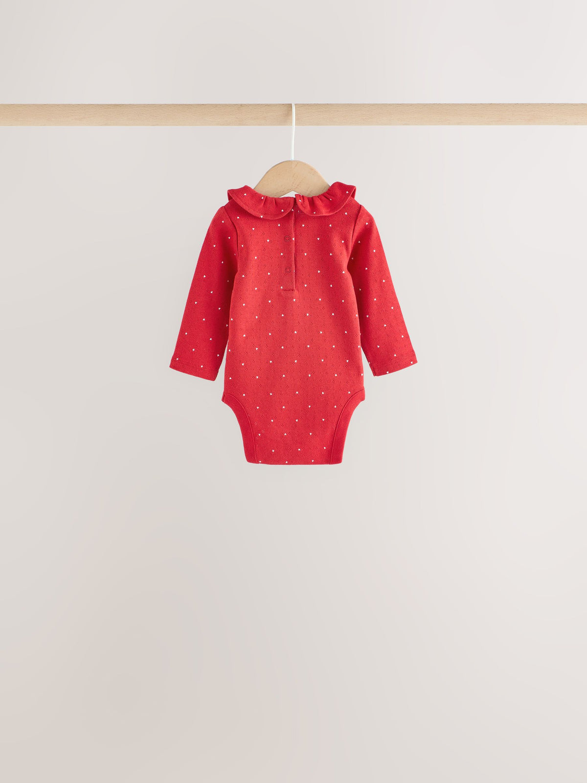 Red Ditsy Floral Baby Long Sleeve Frill Bodysuits 4 Pack (0mths-2yrs) - image 3