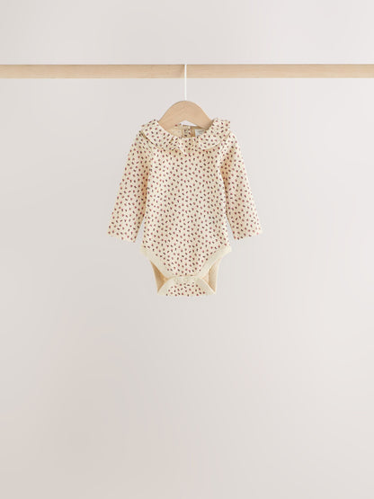 Red Ditsy Floral Baby Long Sleeve Frill Bodysuits 4 Pack (0mths-2yrs) - image 7