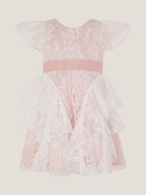 Dsiney Kidz - Monsoon Pink Baby Joanie Ruffle Lace Dress image 1