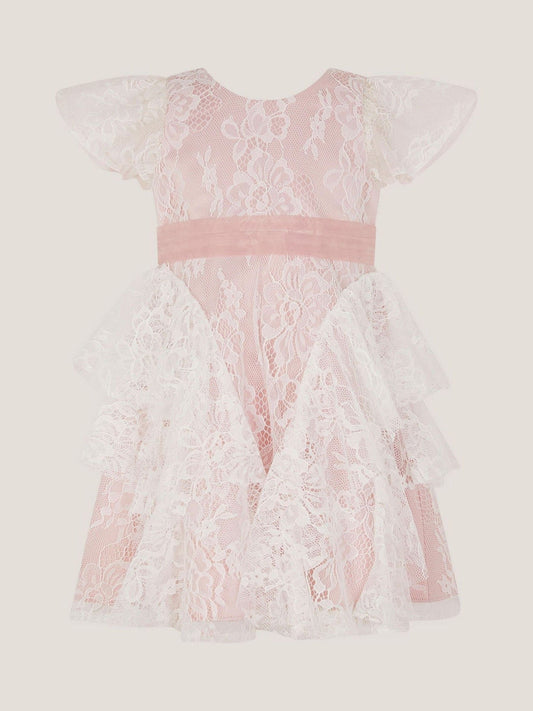 Monsoon Pink Baby Joanie Ruffle Lace Dress image 1