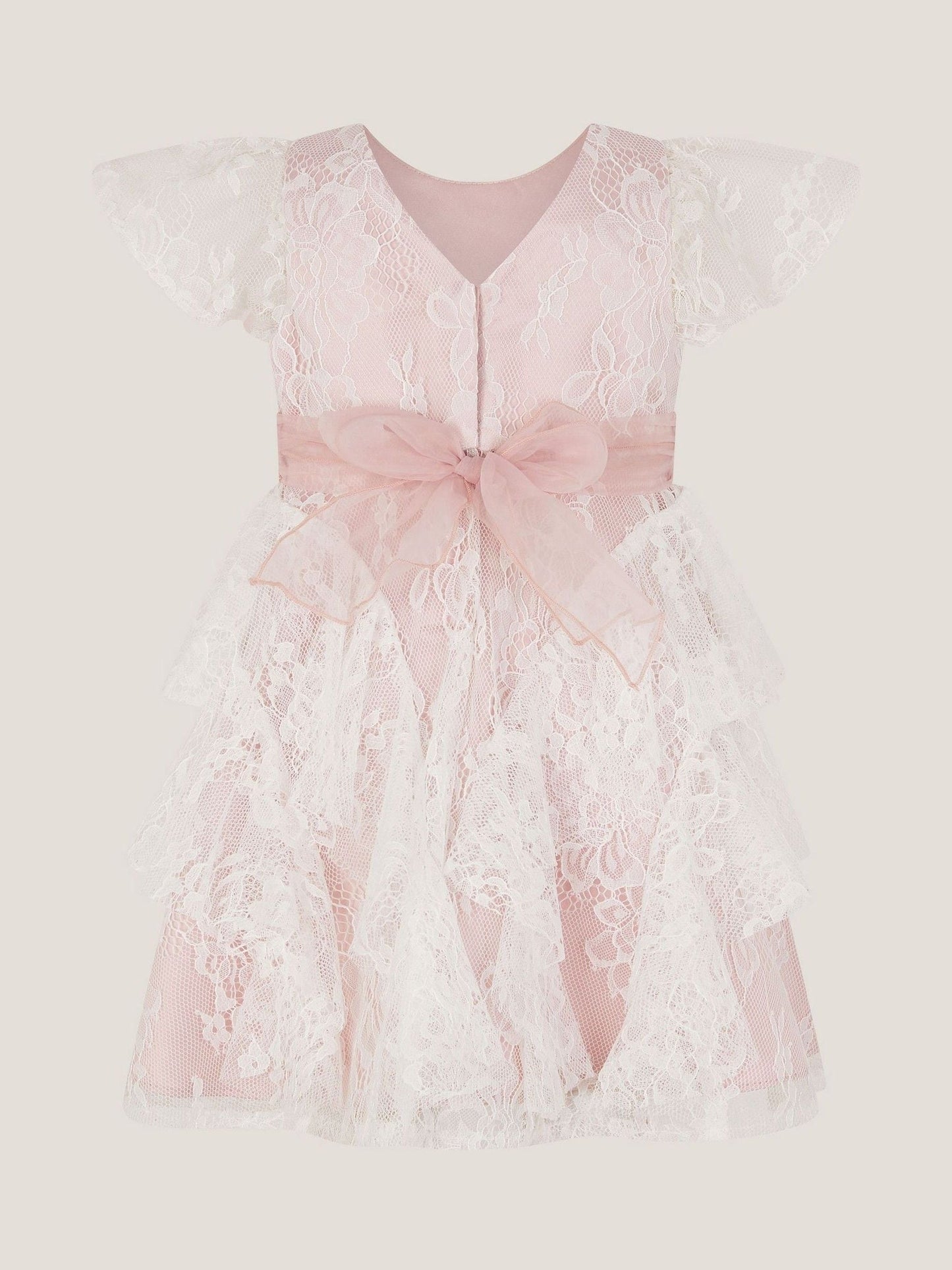Monsoon Pink Baby Joanie Ruffle Lace Dress image 2