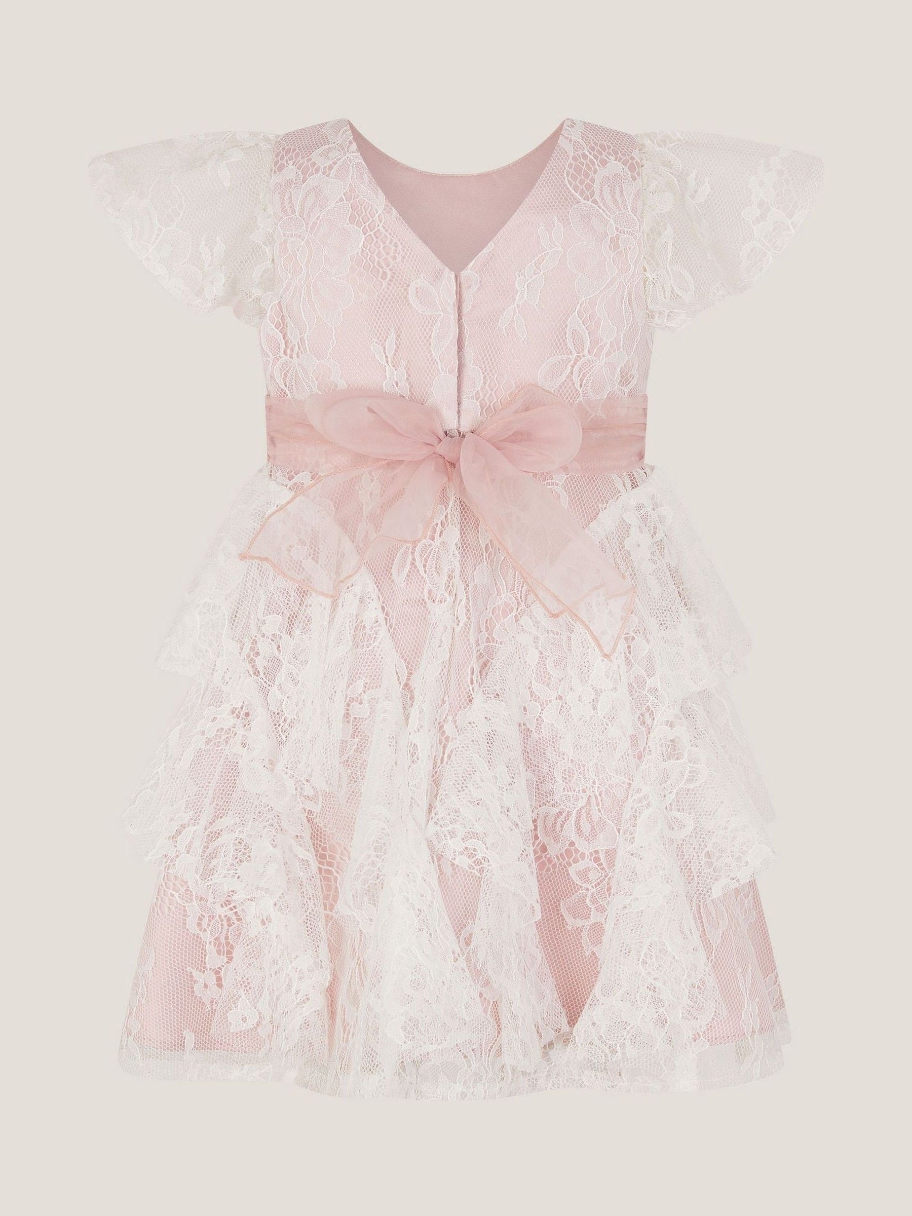 Monsoon Pink Baby Joanie Ruffle Lace Dress image 2