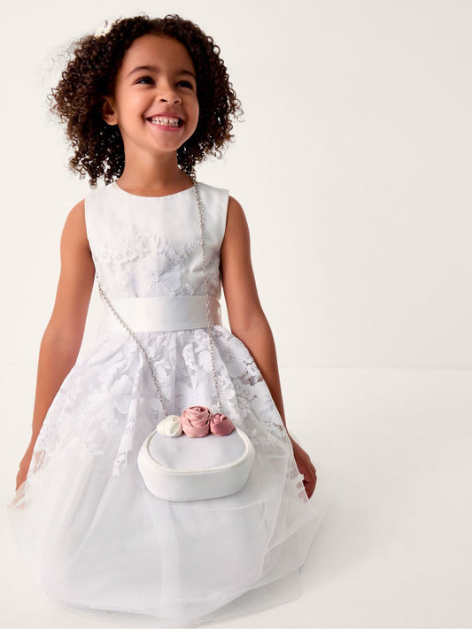 Monsoon White Communion Felicity Floral Embroidered Dress image 1