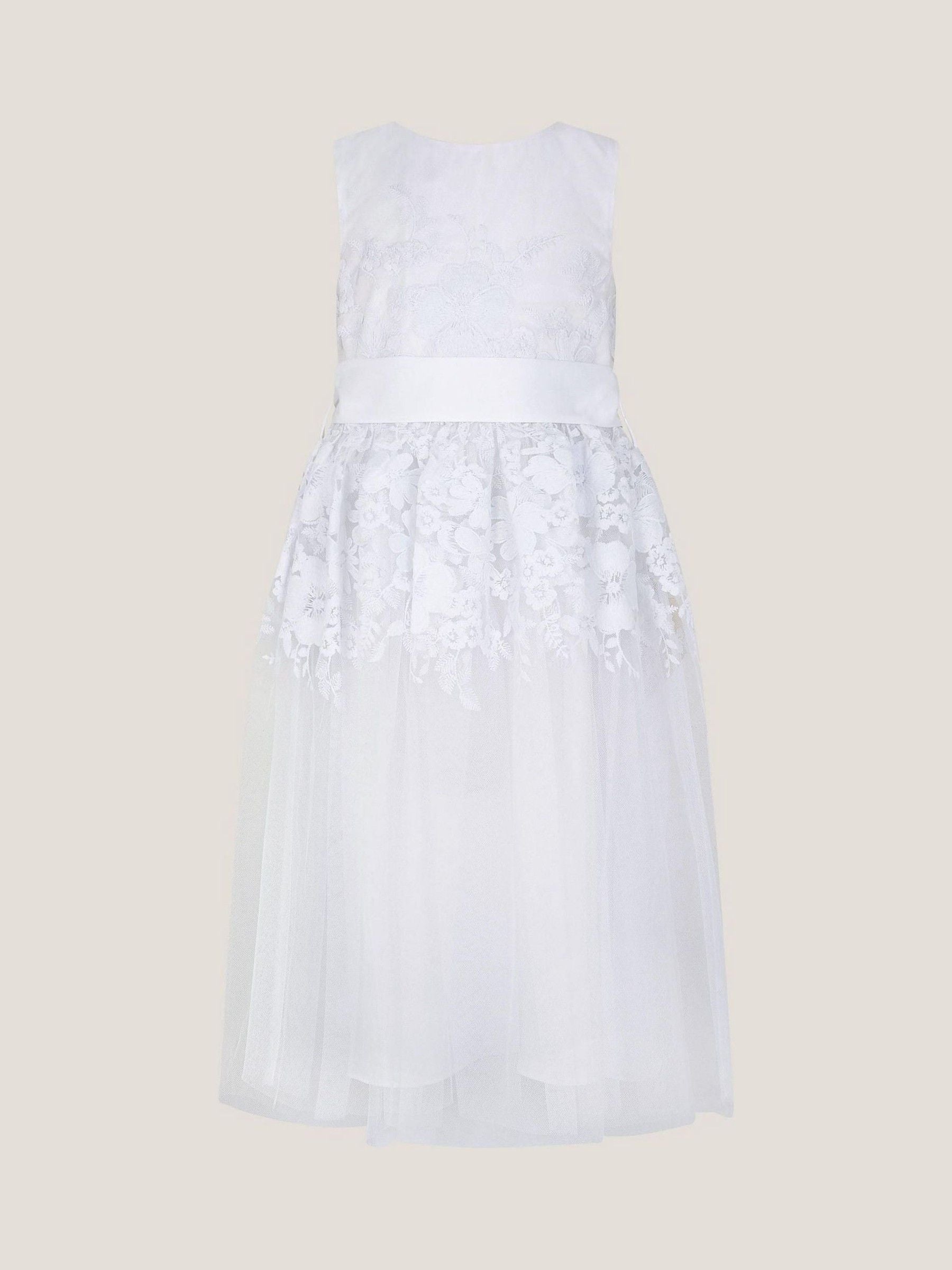 Monsoon White Communion Felicity Floral Embroidered Dress image 2