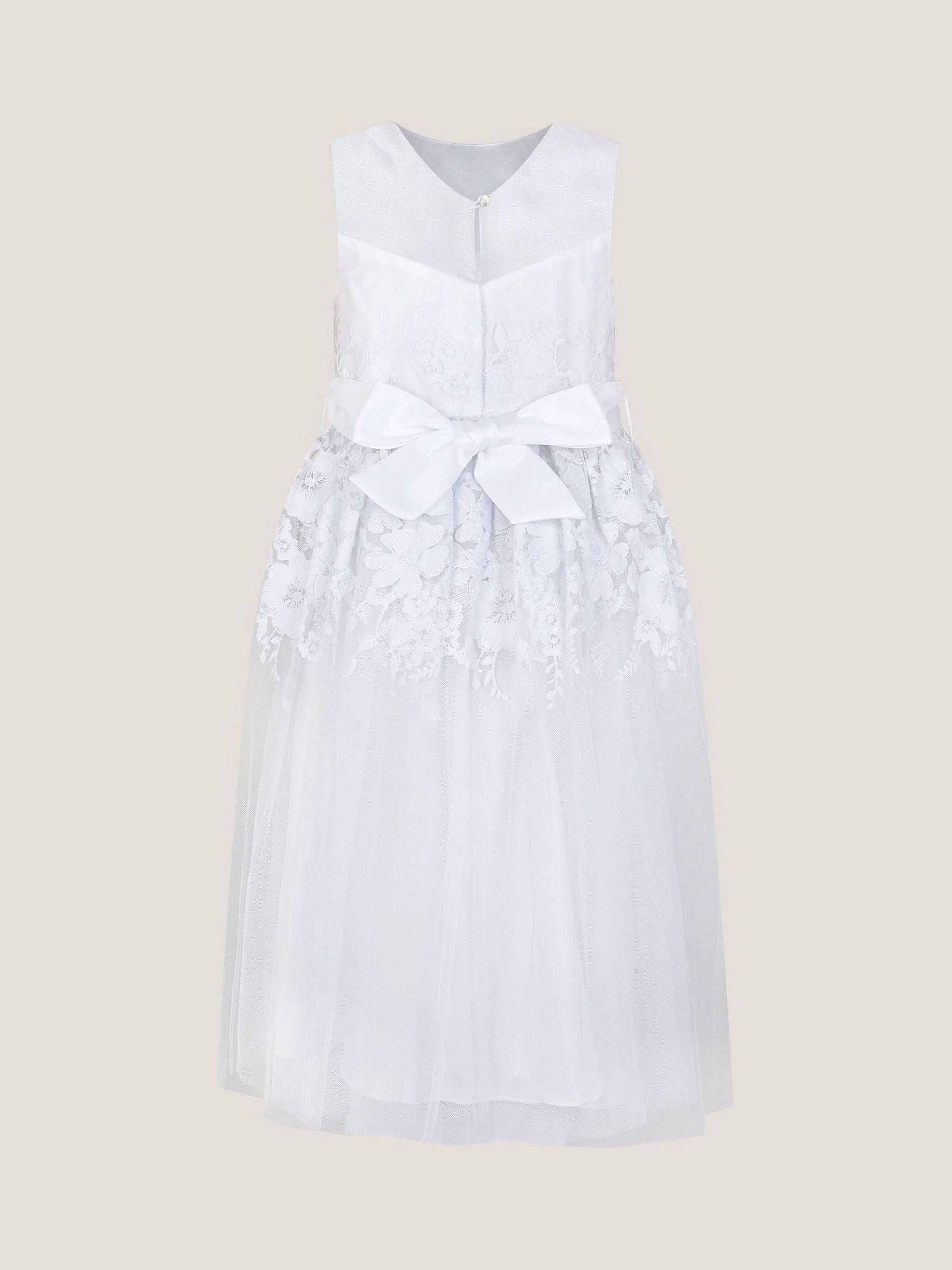 Monsoon White Communion Felicity Floral Embroidered Dress image 3