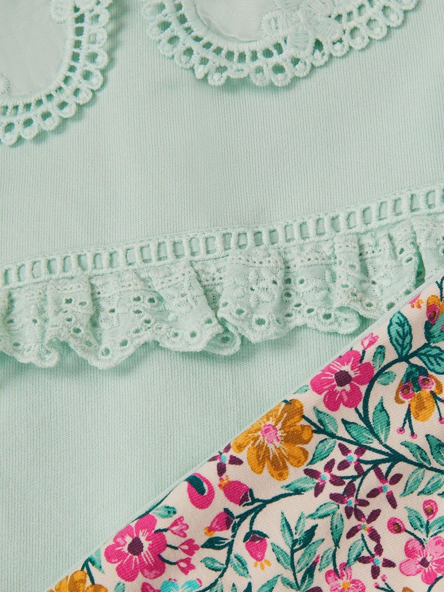 Monsoon Green Baby Embroidered Floral Top & Joggers Set image 3