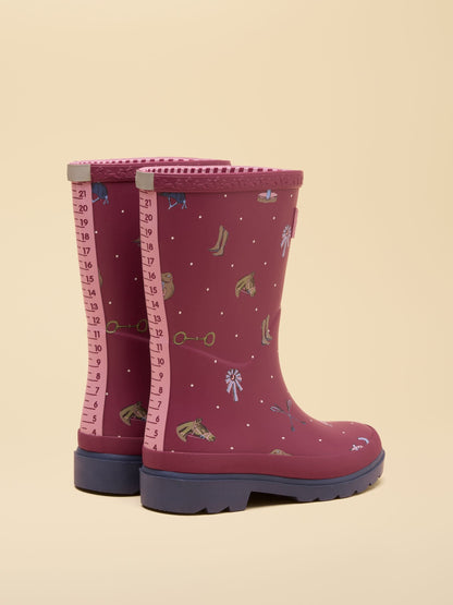 Joules Kids' Berry Pink Horse Printed Wellies image 3