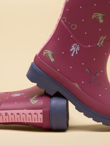 Joules Kids' Berry Pink Horse Printed Wellies image 5