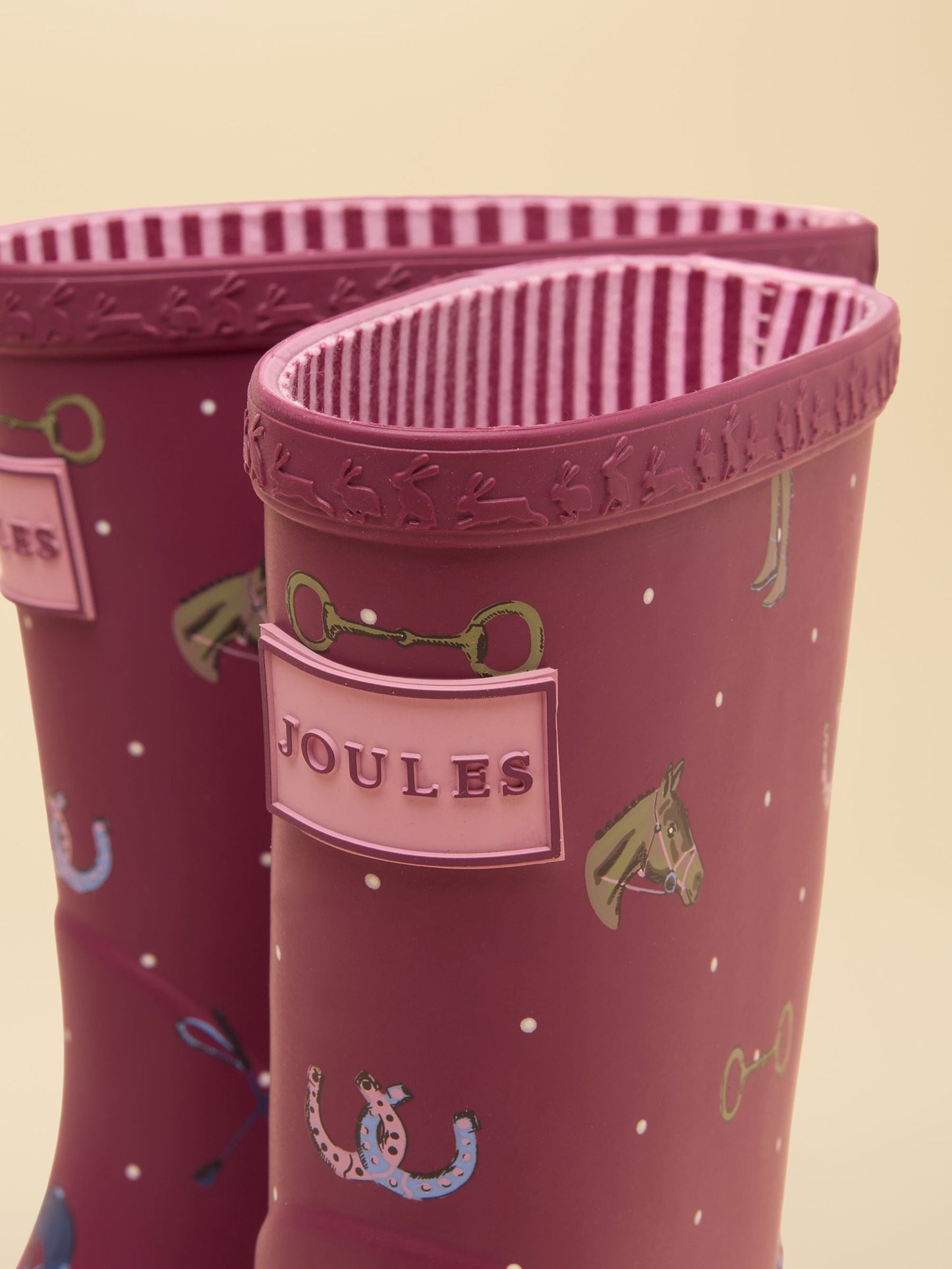 Joules Kids' Berry Pink Horse Printed Wellies image 6