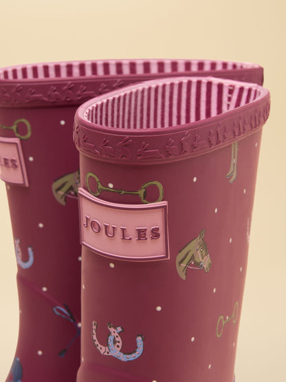 Joules Kids' Berry Pink Horse Printed Wellies image 6