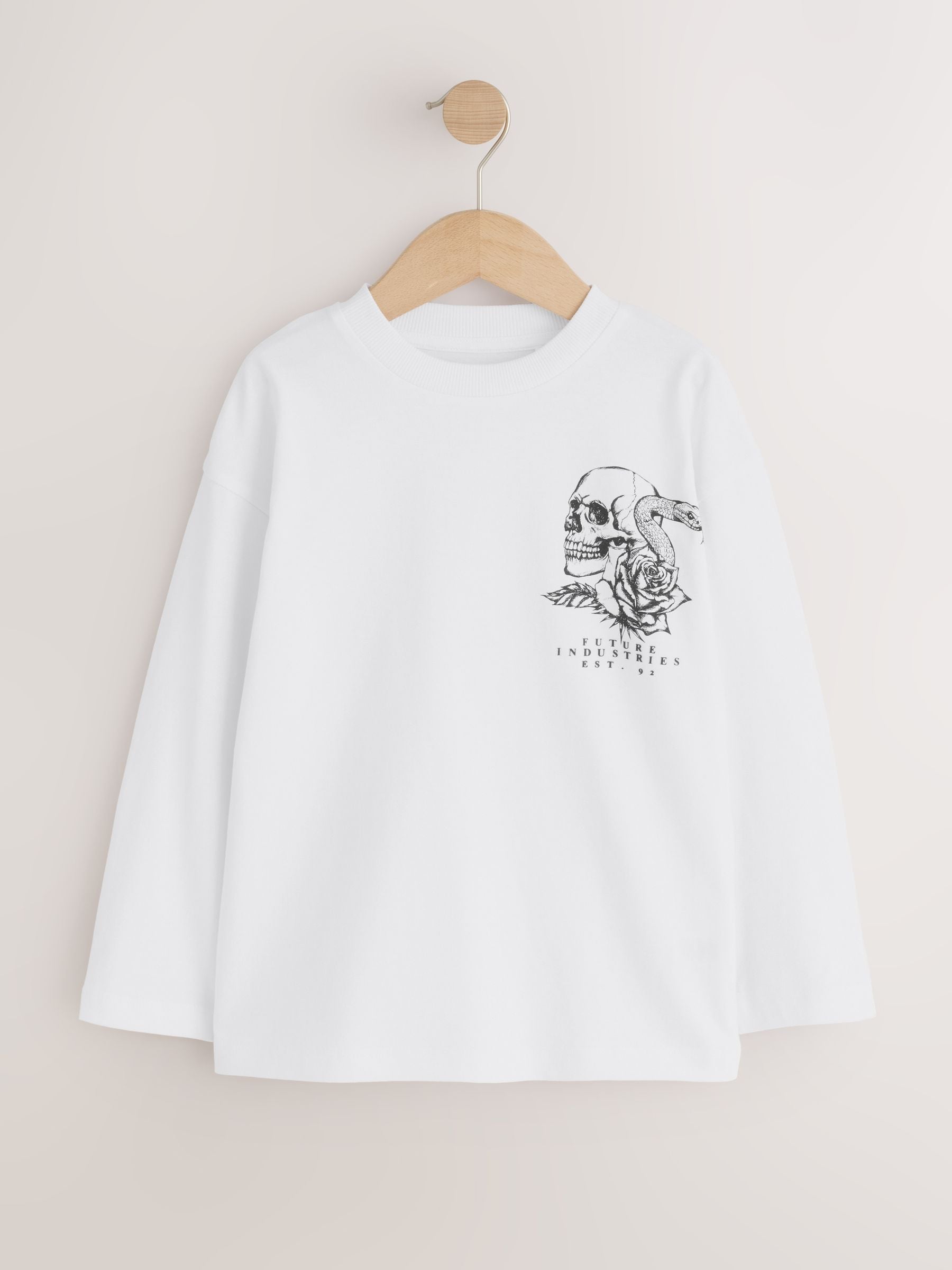 Dsiney Kidz - Grey/White/Cement Graphic Long Sleeve Relaxed Fit T-Shirts 3 Pack (3-16yrs) image 2