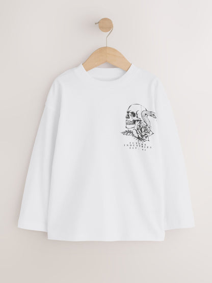Dsiney Kidz - Grey/White/Cement Graphic Long Sleeve Relaxed Fit T-Shirts 3 Pack (3-16yrs) image 2