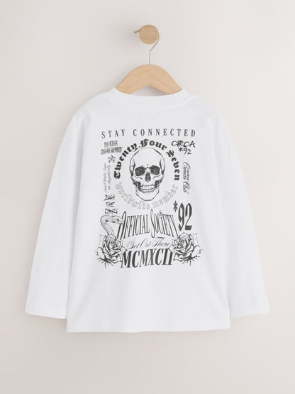 Dsiney Kidz - Grey/White/Cement Graphic Long Sleeve Relaxed Fit T-Shirts 3 Pack (3-16yrs) image 5