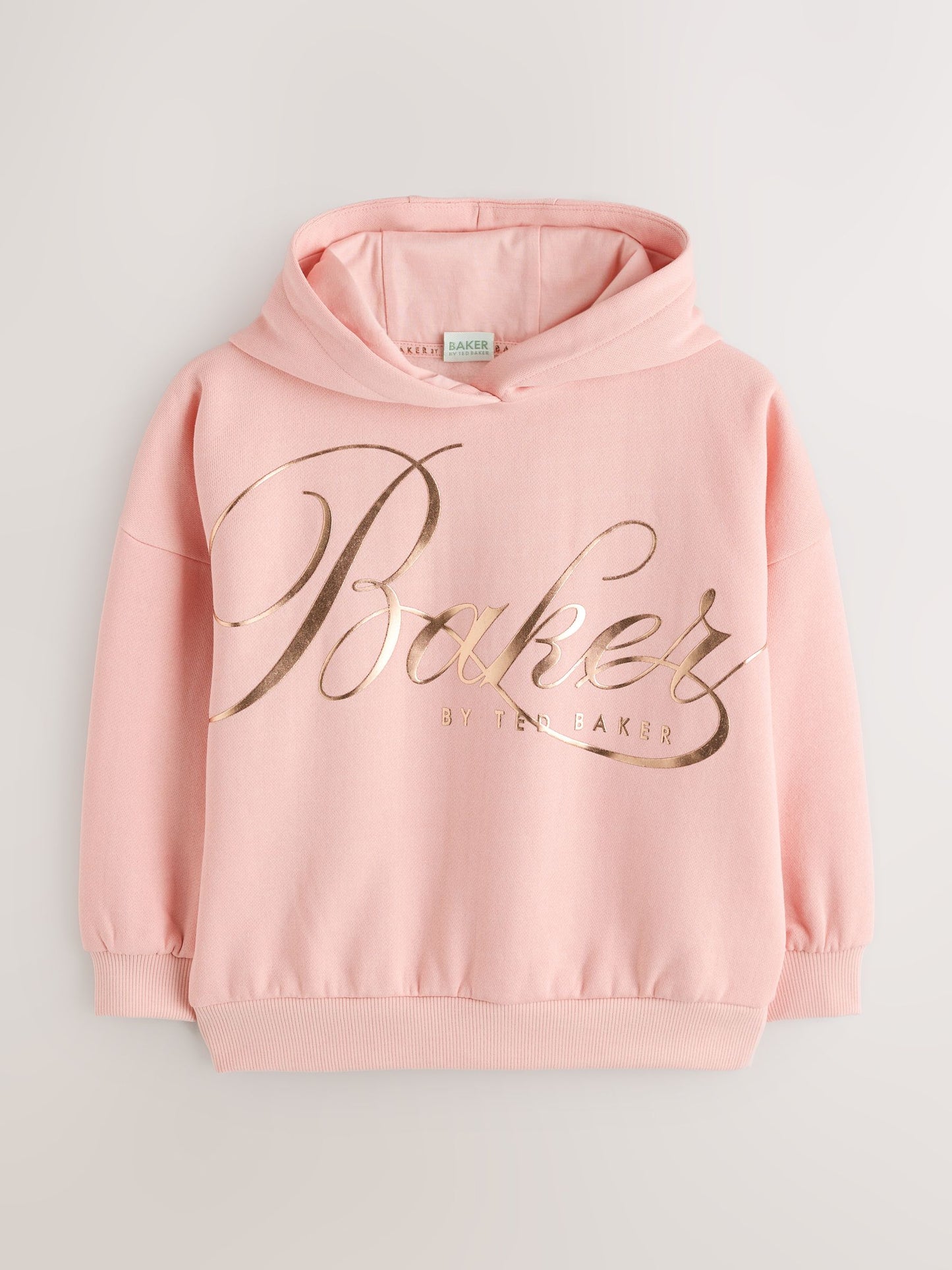 Baker by Ted Baker Pink Oversized Metallic Script Logo Hoodie image 4