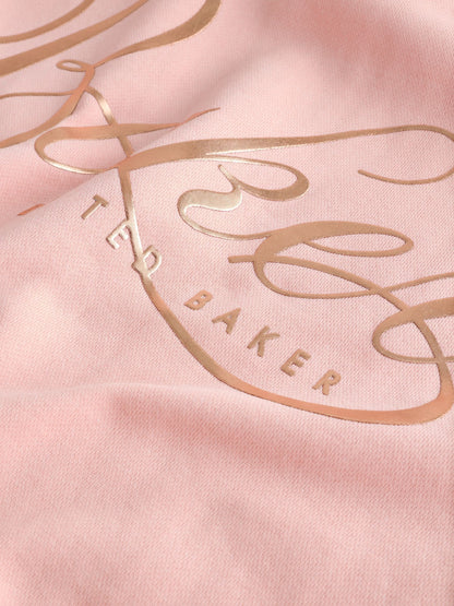 Baker by Ted Baker Pink Oversized Metallic Script Logo Hoodie image 7