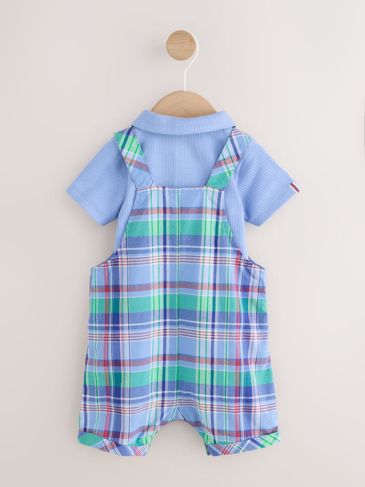 Blue/Green Check Woven Dungaree and Bodysuit Set (0mths-2yrs) image 7