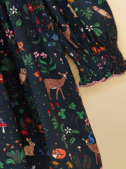 Dsiney Kidz - Joules Girls' Darla Navy Woodland Long Sleeve Dress image 3