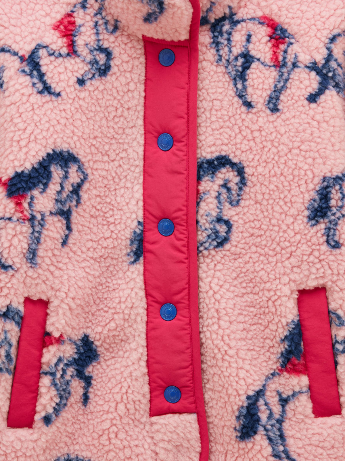 Joules Girls' Borg Pink Horse Fleece Jacket - image 3