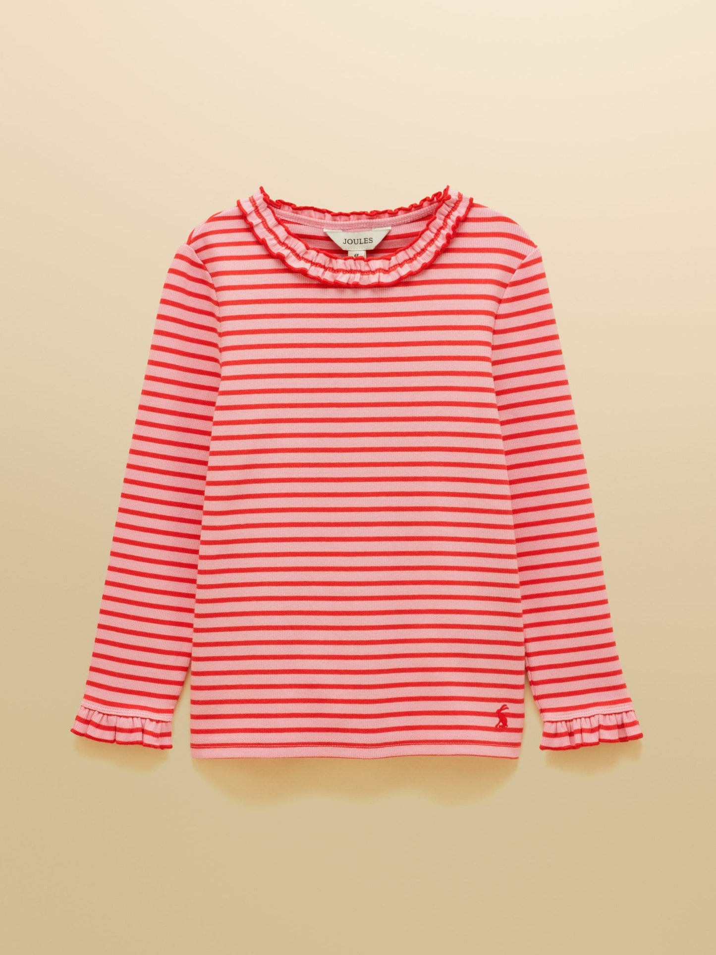 Dsiney Kidz - Joules Girls' Sophie Red & Pink Striped Long Sleeve Ribbed Top image 1